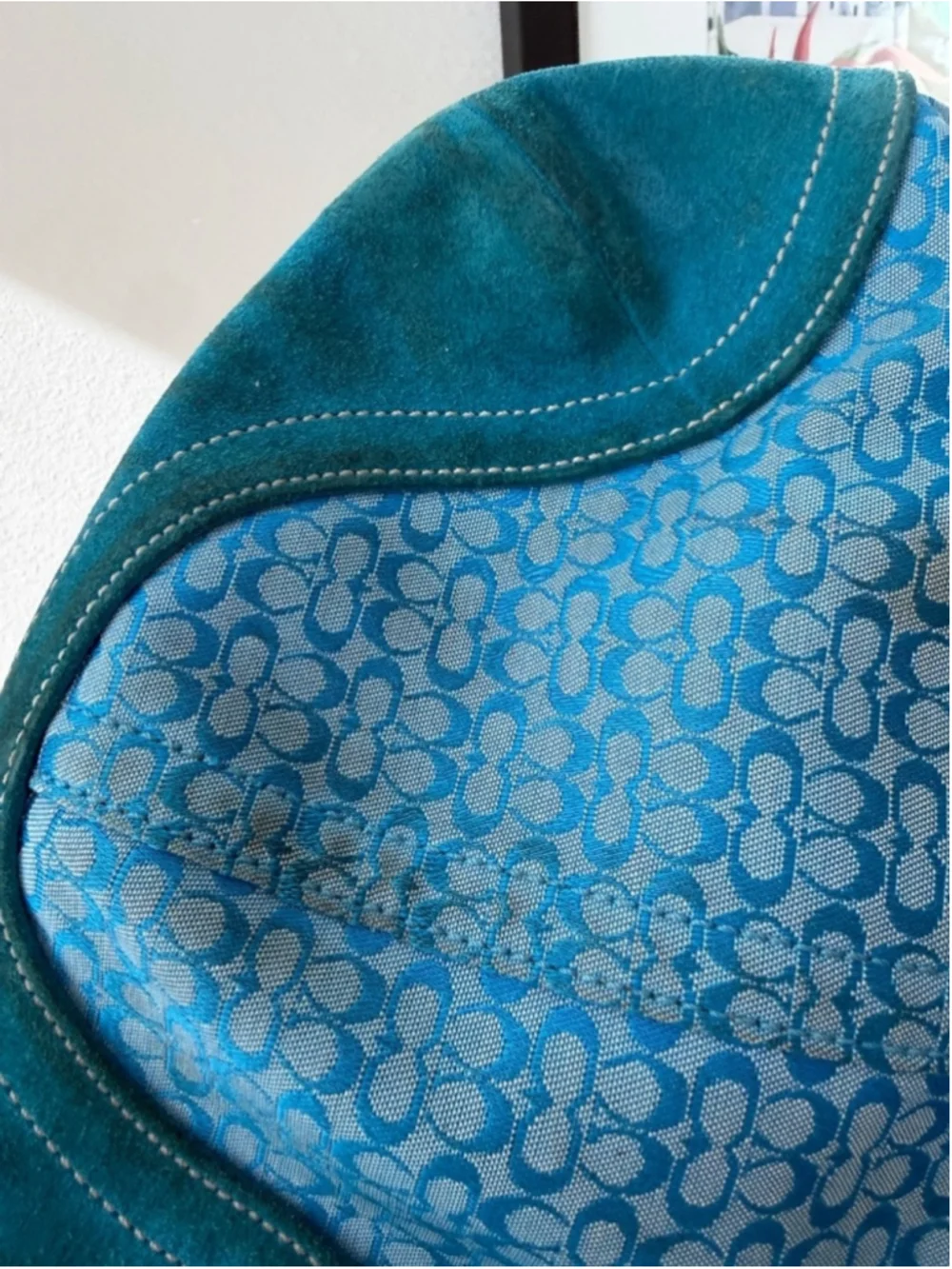 🦋 RARE Y2K Vintage Coach Signature Blue Soho Suede Hobo Shoulder Bag #1460 🦋